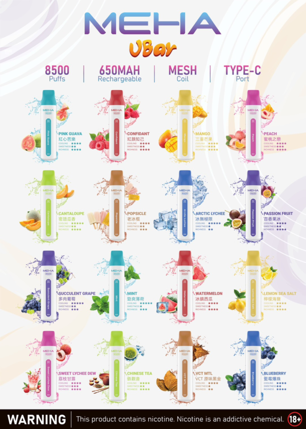MEHA魅嗨拋棄式8500口 可充電🔋(買10隻送一隻可備注口味)